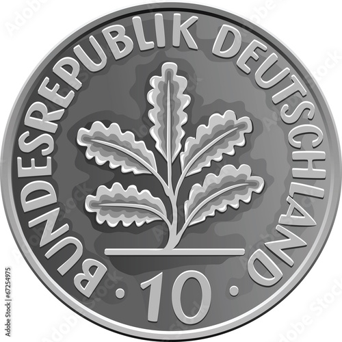 vector Germany Money silver coin with Oak Leaves photo