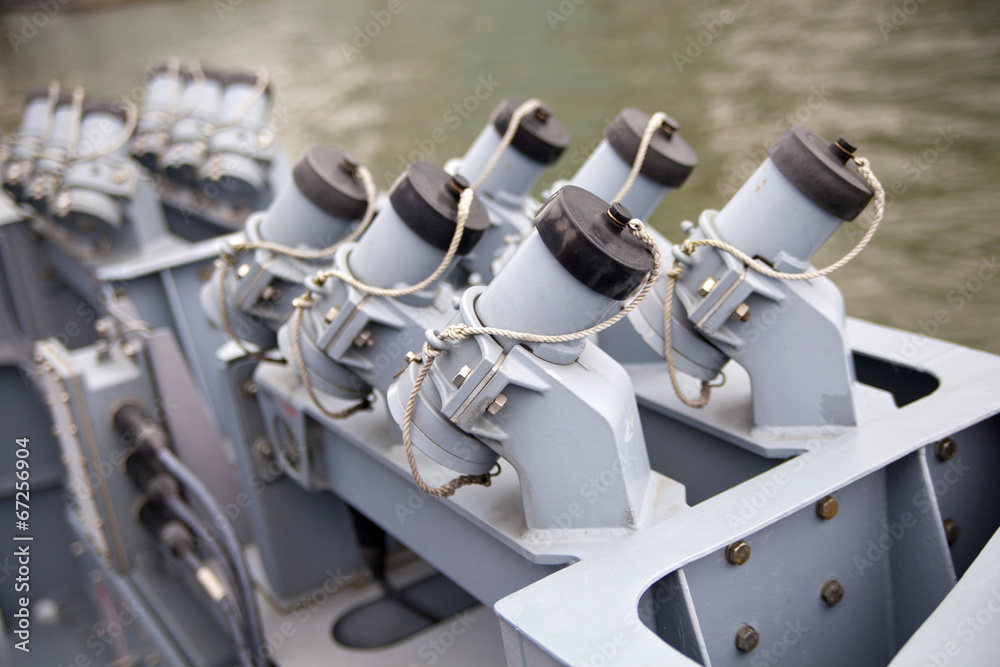 Fototapeta premium German army military ships based in Canary Wharf aria, LONDON