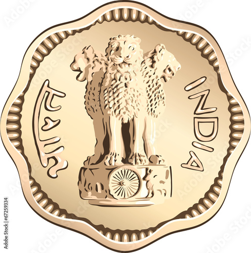 vector Indian money coin with lions