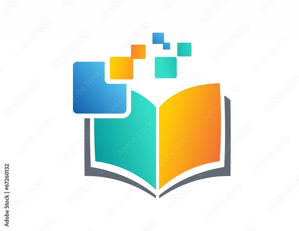 education logo,book, data, digital, notes, science technology