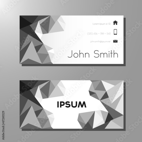 Business card polygon style template - black and white