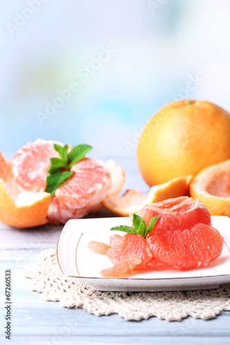 Ripe peeled grapefruits