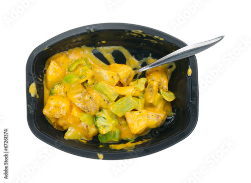 Potatoes in cheese sauce with broccoli TV dinner
