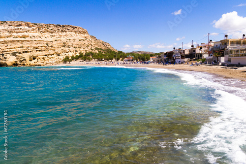 Panoramic view of Matala beach south Crete
