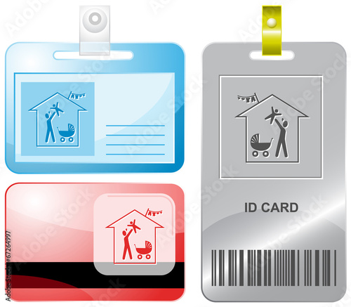 Family home. Vector id cards.