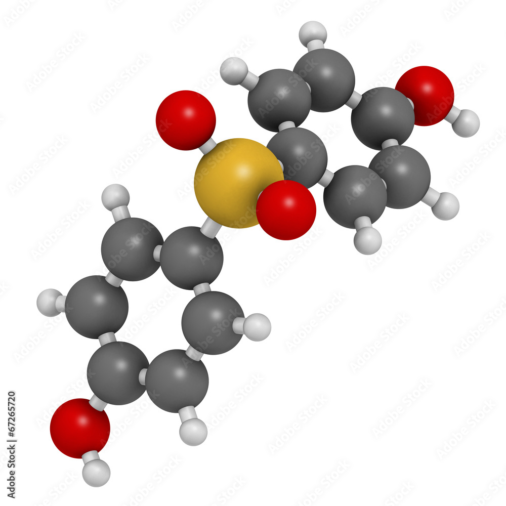 Bisphenol S (BPS) plasticizer molecule. Used as curing agent. Bisphenol S (BPS) plasticizer molecule. Used as curing agent.