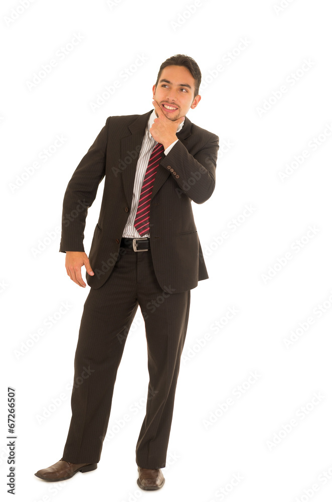 latin guy in a suit with red tie latin guy in a suit with red tie