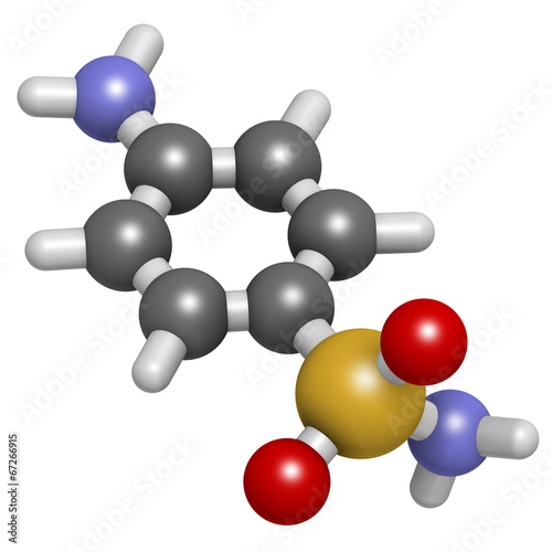Sulfanilamide (sulphanilamide) sulfonamide antiobiotic molecule. photo