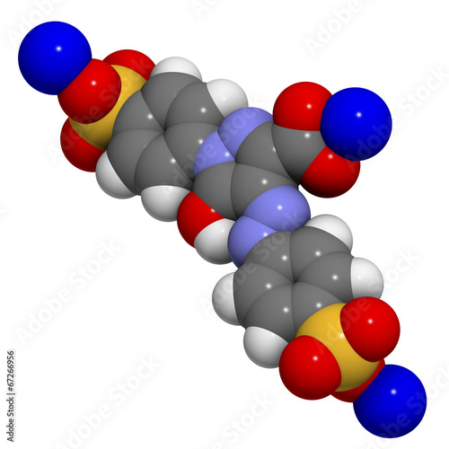 Tartrazine (E102) food dye molecule. Yellow azo dye used in food photo