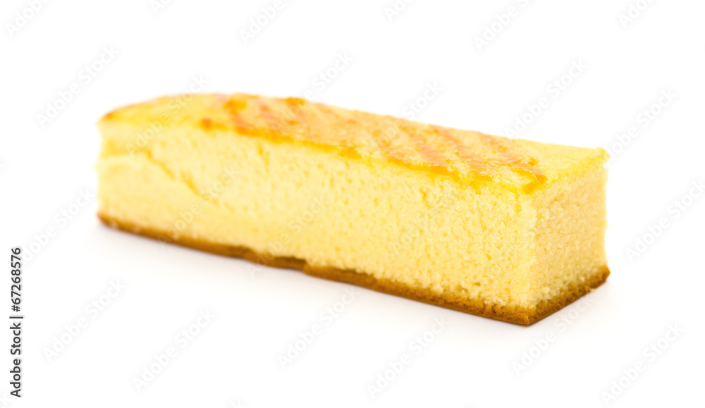long sponge cake on a white background