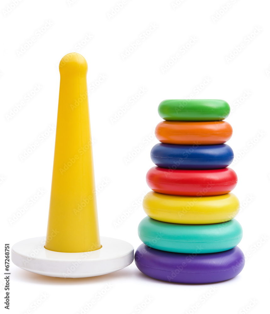 plastic pyramid for children with clipping path, vertical plastic pyramid for children with clipping path, vertical