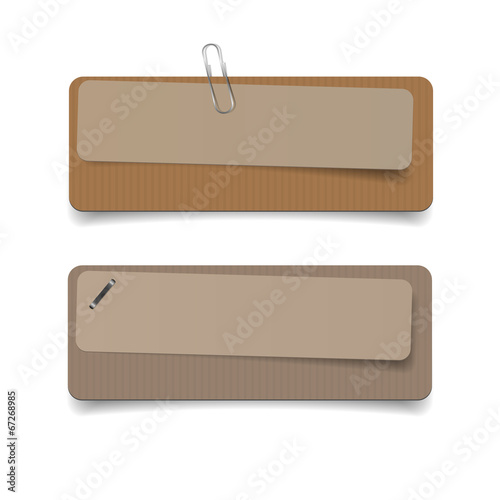 Vector old paper banners with staples