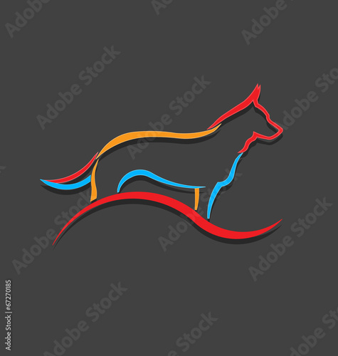 Dog color styled silhouette image.