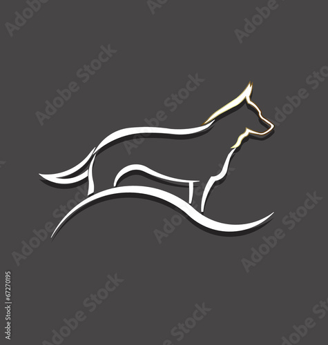 Dog white styled image. Concept of animal pet