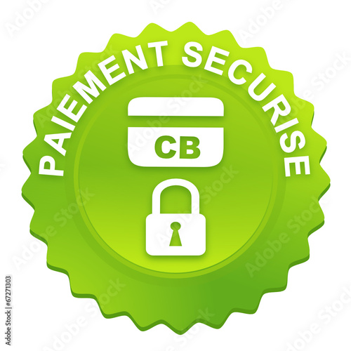 paiement en ligne sécurisé sur bouton web denté vert