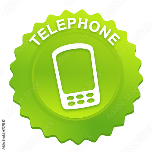 téléphone sur bouton web denté vert