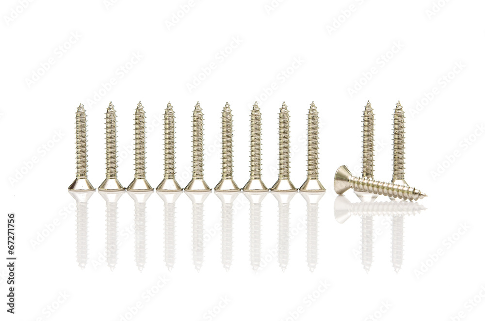 screws on white