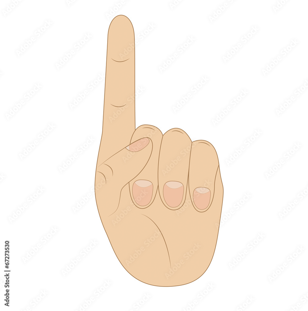 hand, showing number one on white background hand, showing number one on white background
