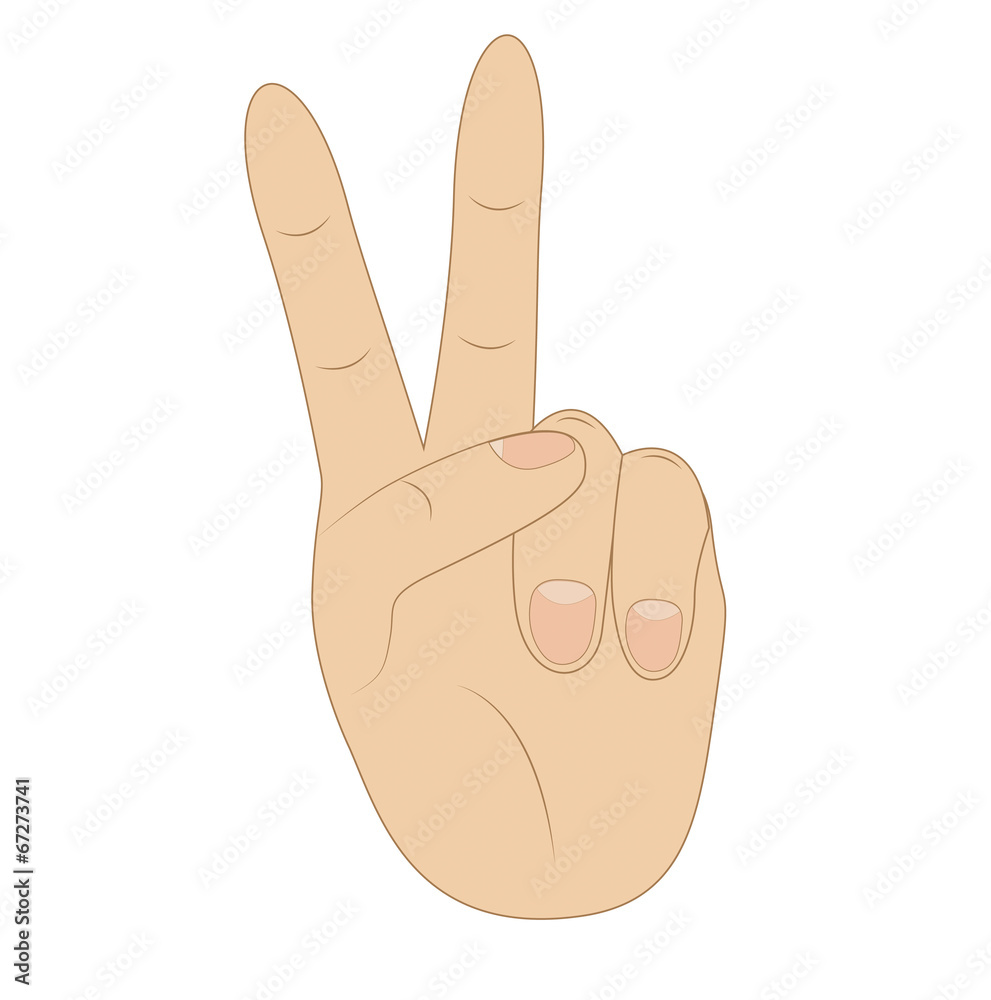 hand, showing number two on white background hand, showing number two on white background