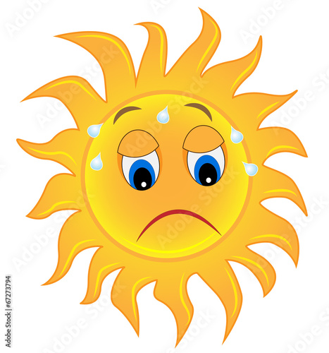 sad sun is exhausted from a heat