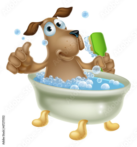 Dog grooming bath cartoon