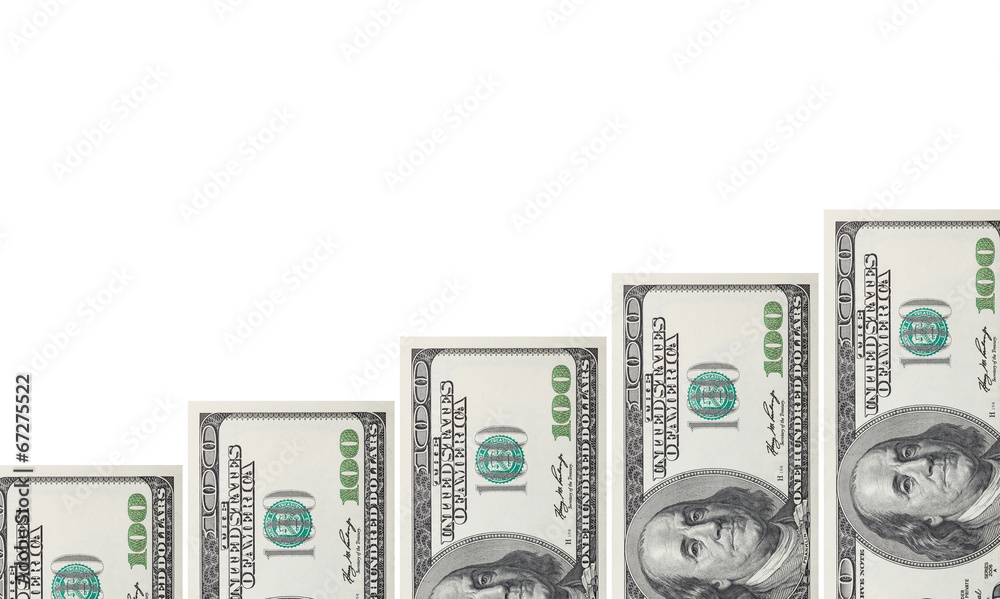 Money staircase, isolated on white