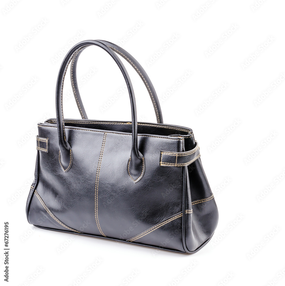 Woman leather bag isolated white background
