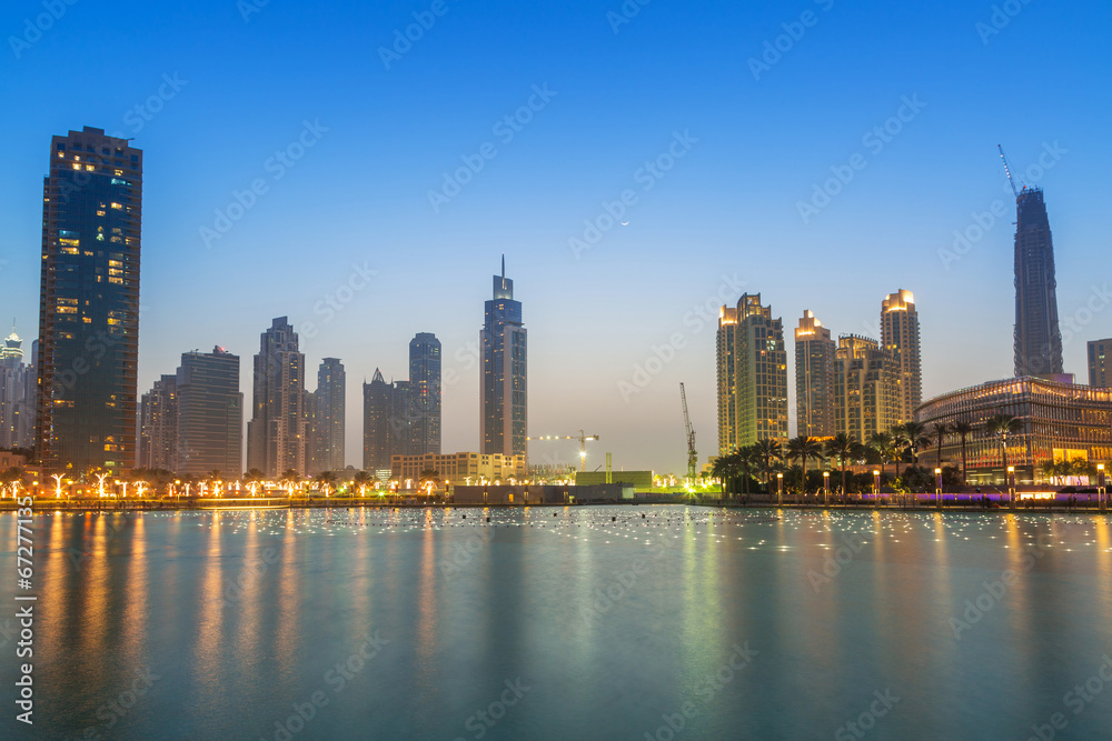 Downtown of Dubai at dusk, UAE
