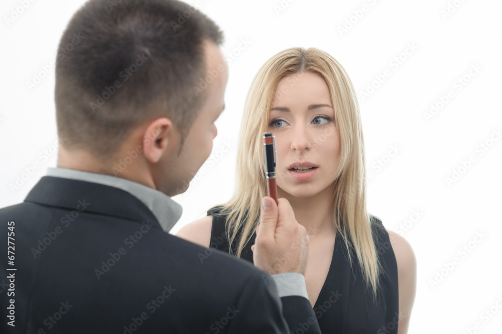 Boss angry on employee, from behind