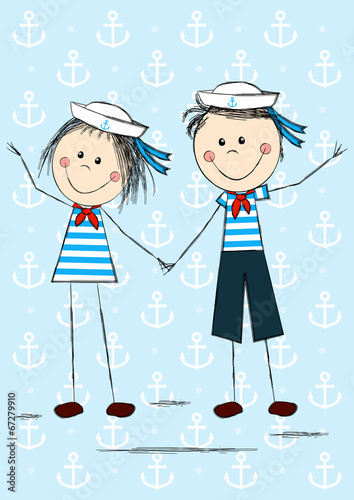 Funny sailor kids for Your design