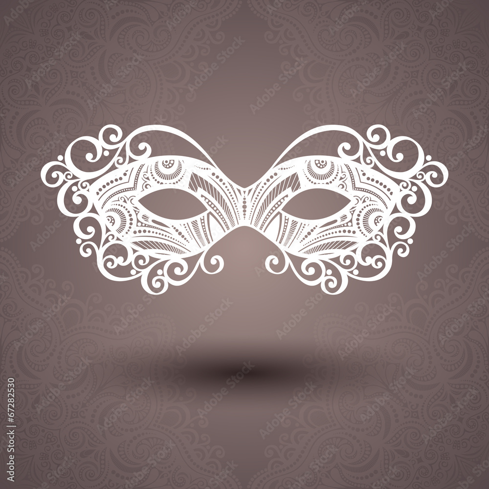 Beautiful Masquerade Mask (Vector) on Ornate Background Stock Vector