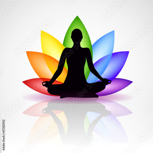 meditation silhouette bunte blume