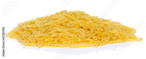 Mound of uncooked pasta penne
