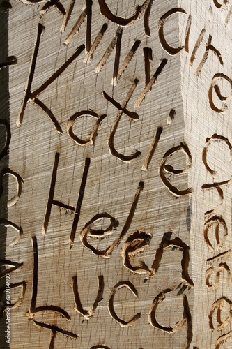 Names carved into wood
