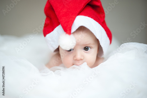 christmas cute baby boy in Santa's hat