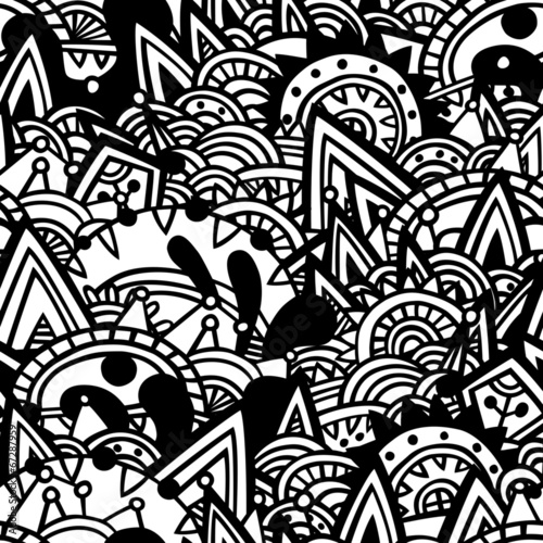 Black and white aztec seamless pattern