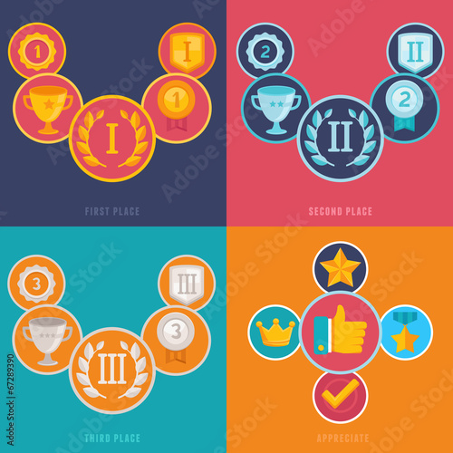 Vector gamification icons in flat style