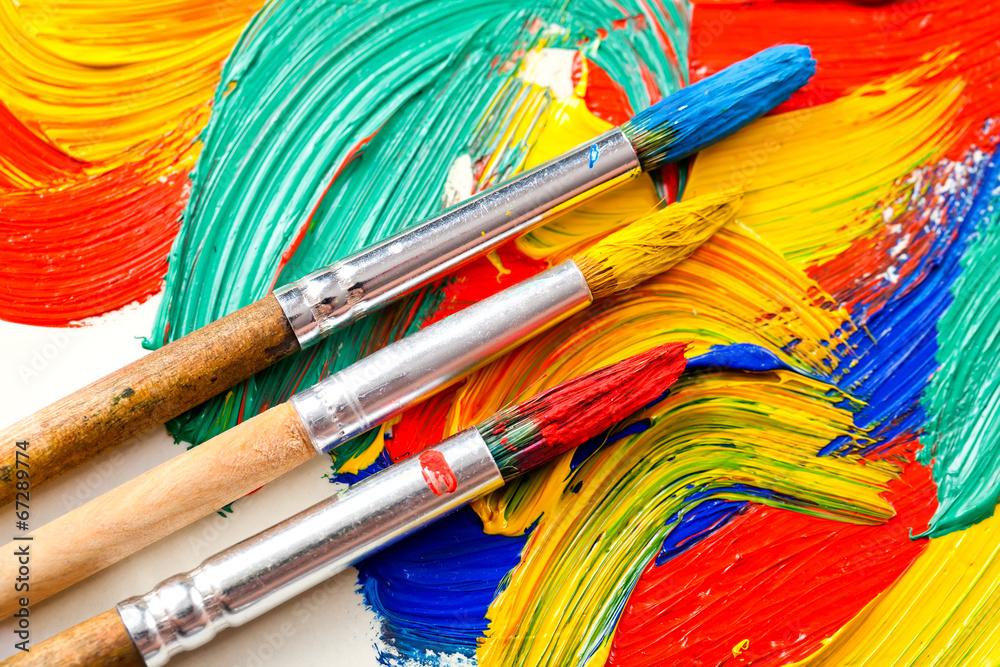 Fototapeta premium Paints and brushes
