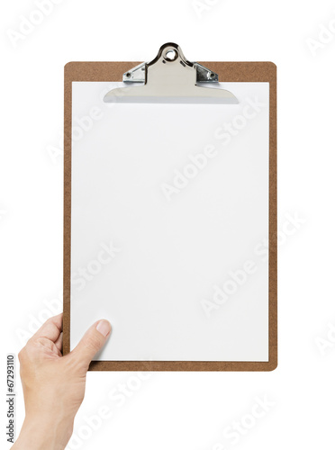 hand holding a Clipboard