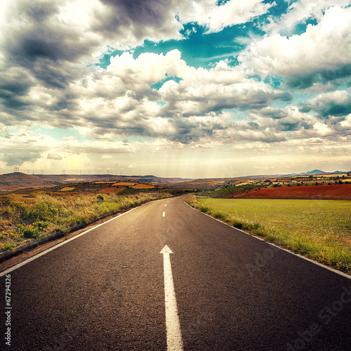 Concept of straight road for business and new career start.