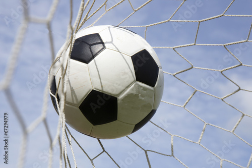 Soccer ball in the goal net © kungverylucky
