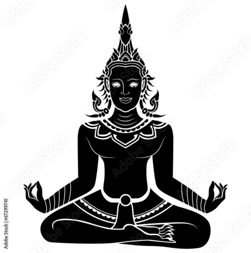 Silhouette illustration of an angel meditating