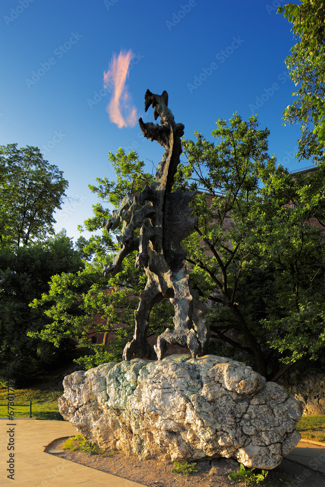 Fototapeta premium The Dragon of Wawel Hill next to Wawel Castle in Krakow, Poland