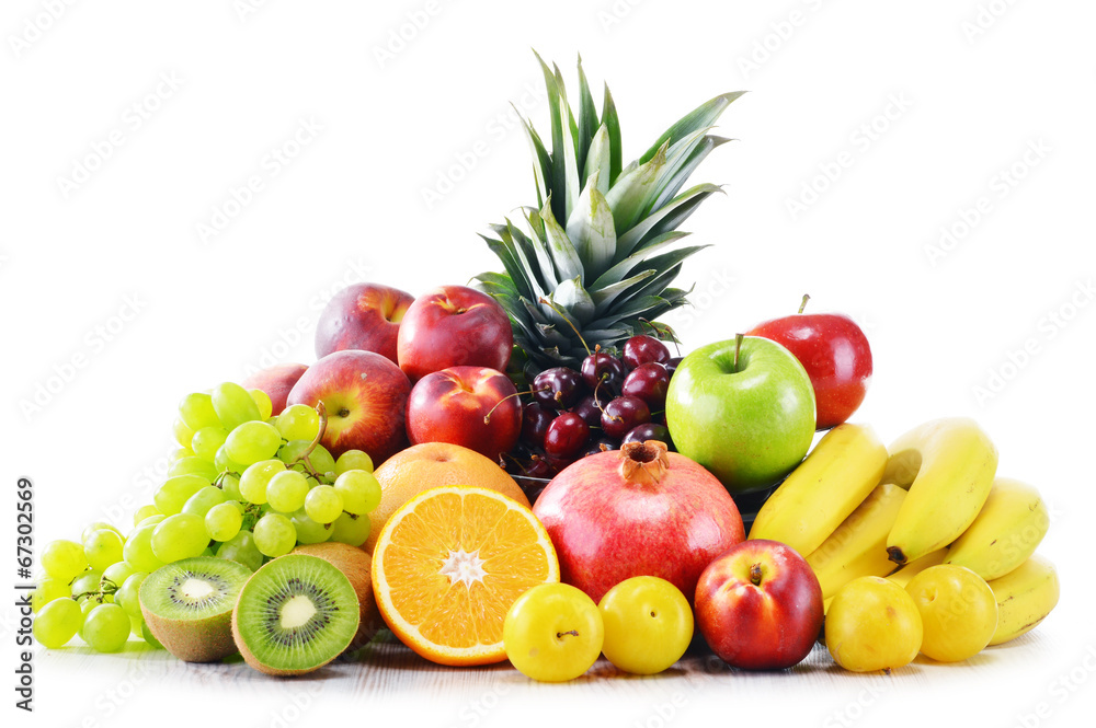 Composition with variety of fresh fruits. Balanced diet