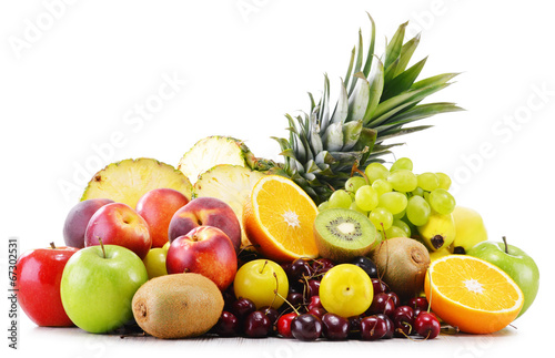 Composition with variety of fresh fruits. Balanced diet