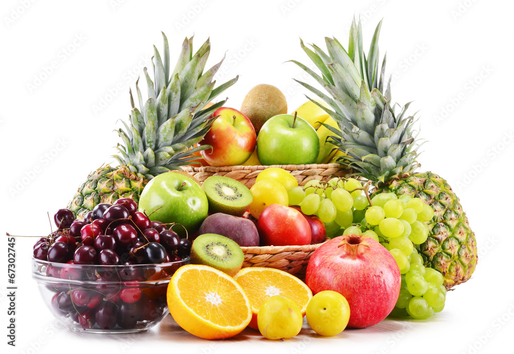 Composition with variety of fresh fruits. Balanced diet