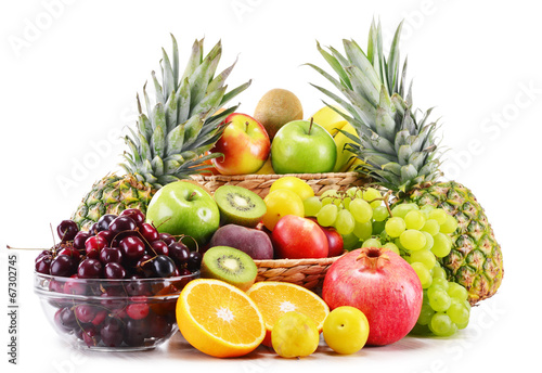 Fototapeta Naklejka Na Ścianę i Meble -  Composition with variety of fresh fruits. Balanced diet