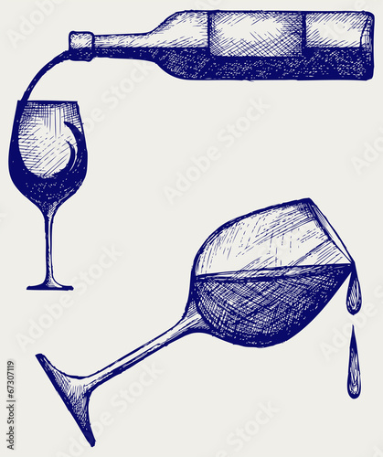 Bottle of wine and glasses