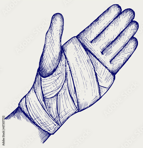 Hand tied elastic bandage. Doodle style