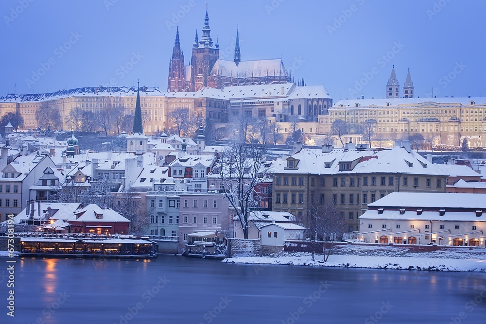 Hradcany with Prague castle during twilight